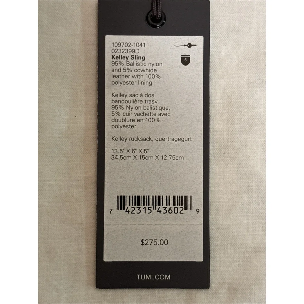Tumi Alpha Bravo Kelley Chest Sling Bag Black Ballistic Nylon 232399D